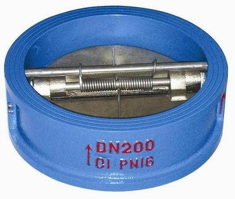 H76 Wafer Type Dual Disk Check Valve Swing Made By Ductile Iron , SS Plate